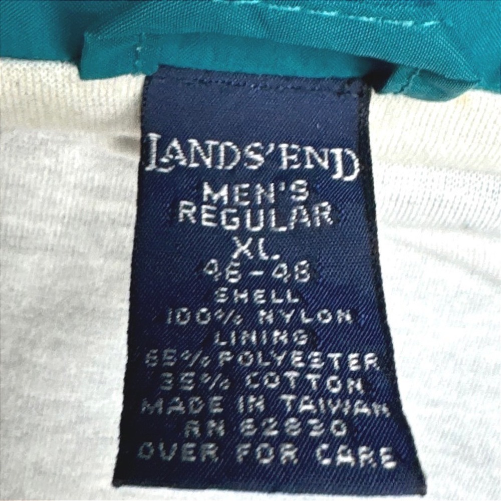 Vintage Lands End Mens XL Colorblock Windbreaker‎ Jacket Teal Pink 90s Retro - Picture 7 of 11